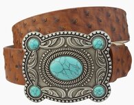 Western riem met blauwe buckle