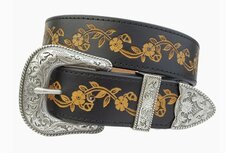 Western riem met bloemen