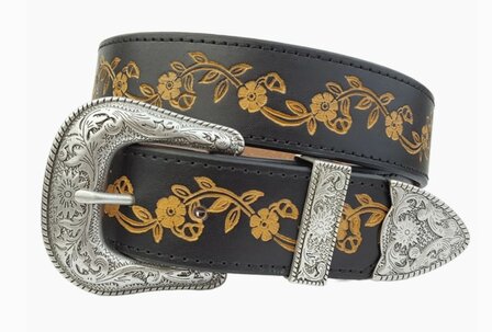 Western riem met bloemen